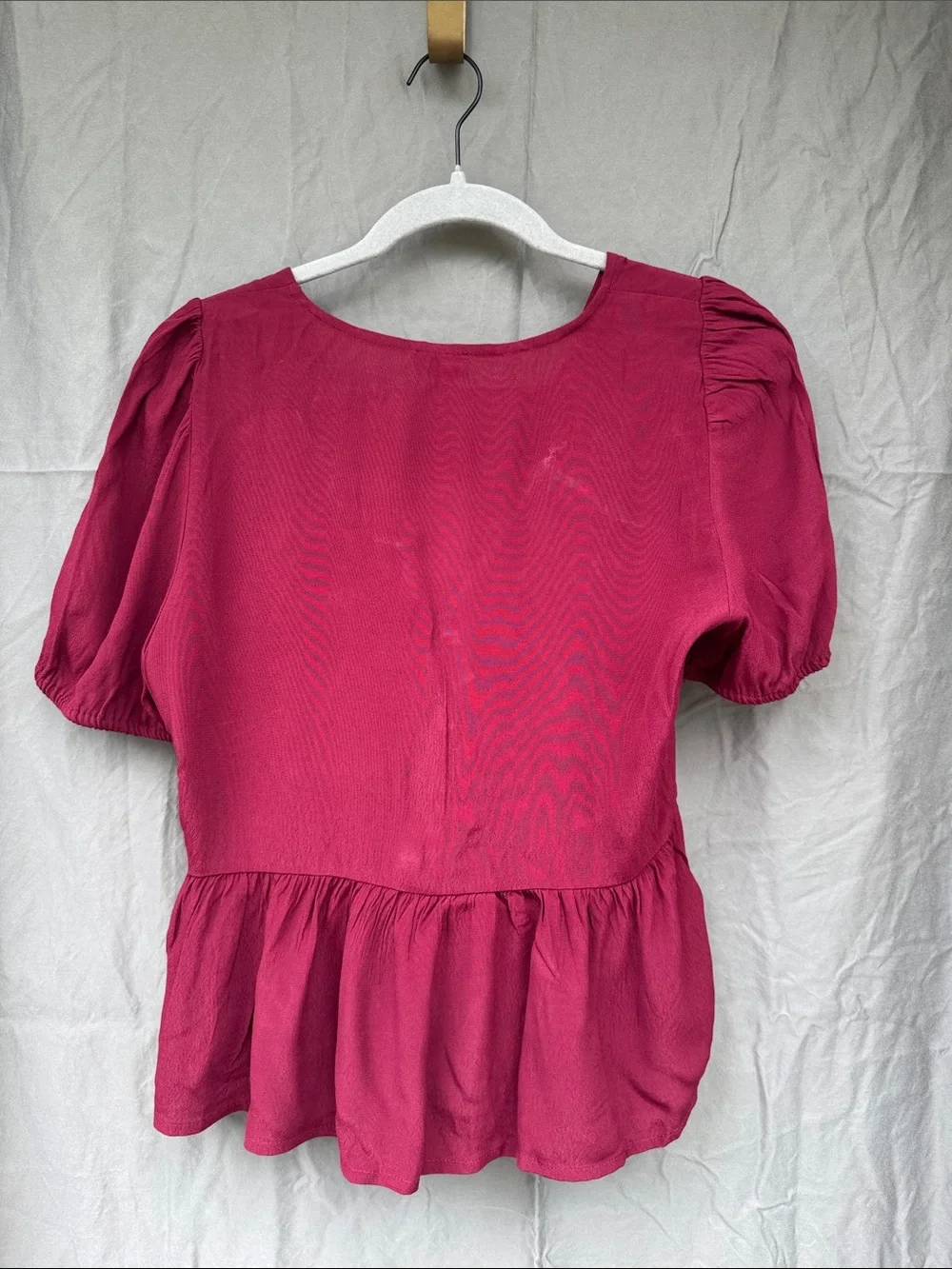 J. Crew Raspberry Tie-Front Peplum Top